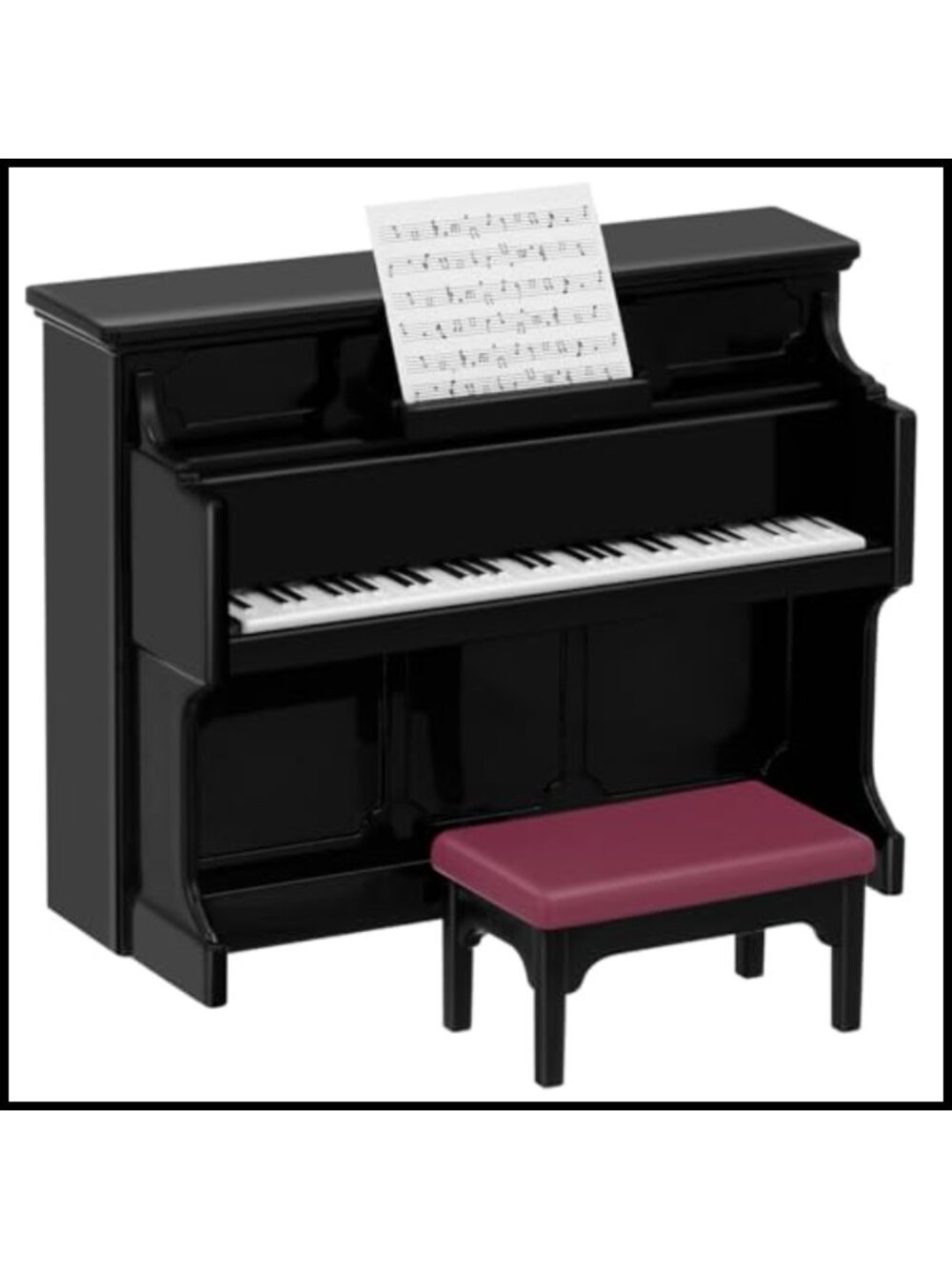 Miniature Dollhouse Piano Set with Stool & Music Score